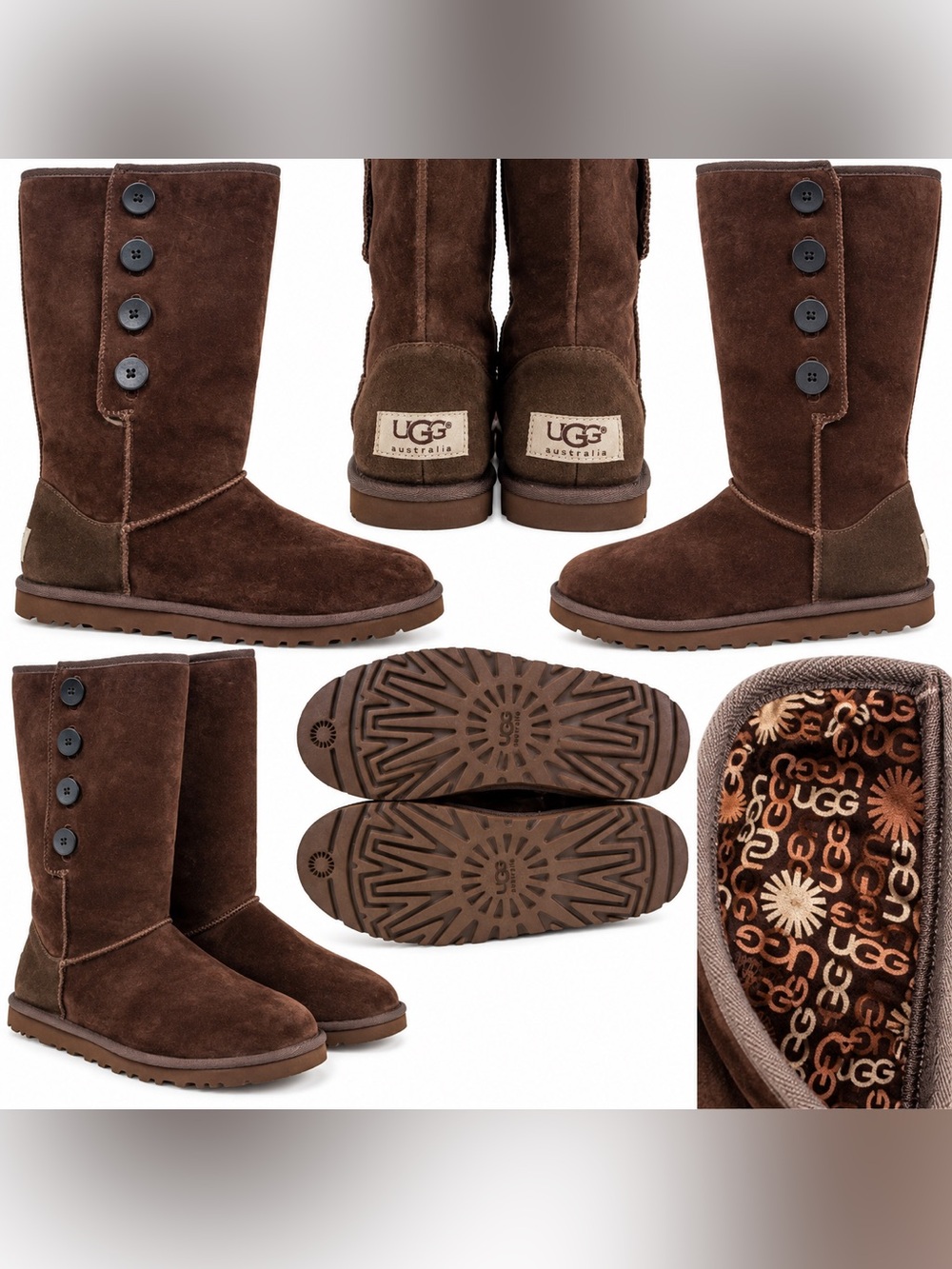 UGG Women's Chestnut Brown Suede Button Down Boots